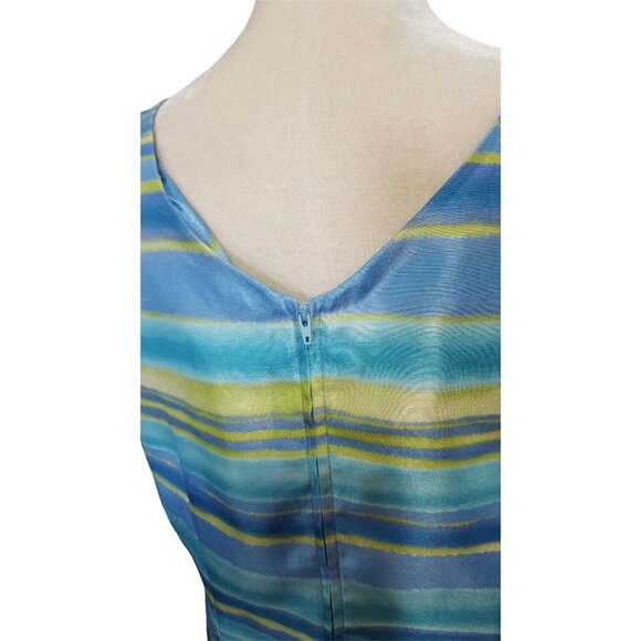 Expressions Vintage Dress 18 Sheath Sleeveless Blue Stripe Knee Length Women - Picture 5 of 8